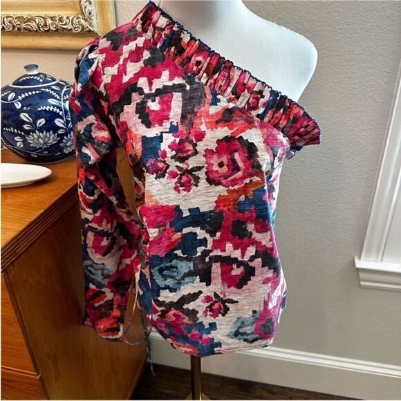 NWT Chufy brand "Alin" one shoulder floral ruffle top - Picture 4 of 8
